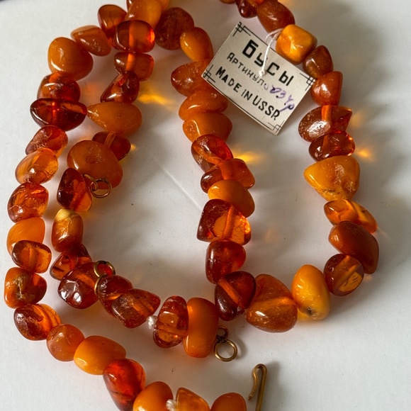 Vintage Baltic Butterscotch White Amber Necklace Kaliningrad Amber Factory - Picture 11 of 14